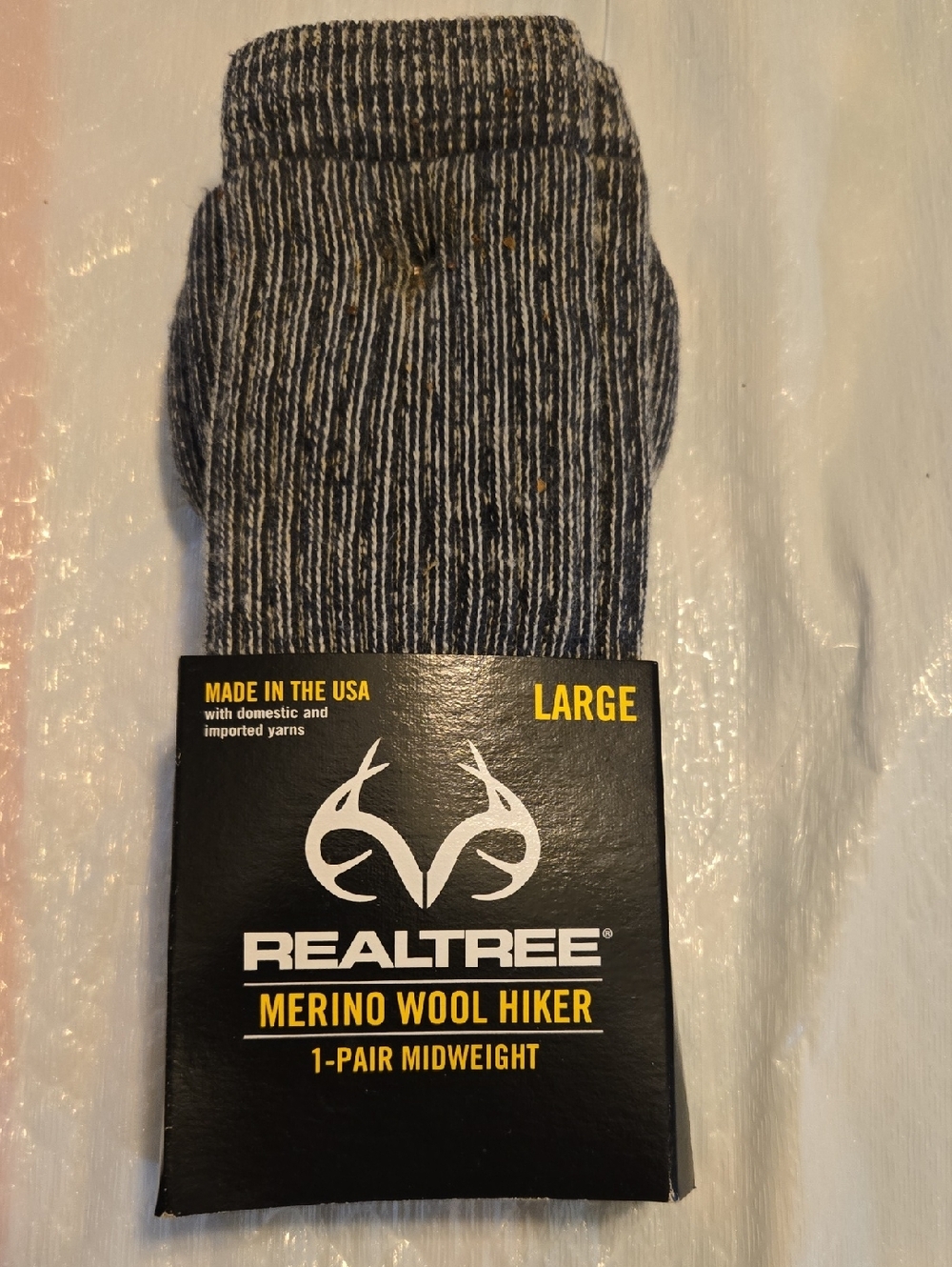 Realtree Marled Gray Black Merino Hiker Socks